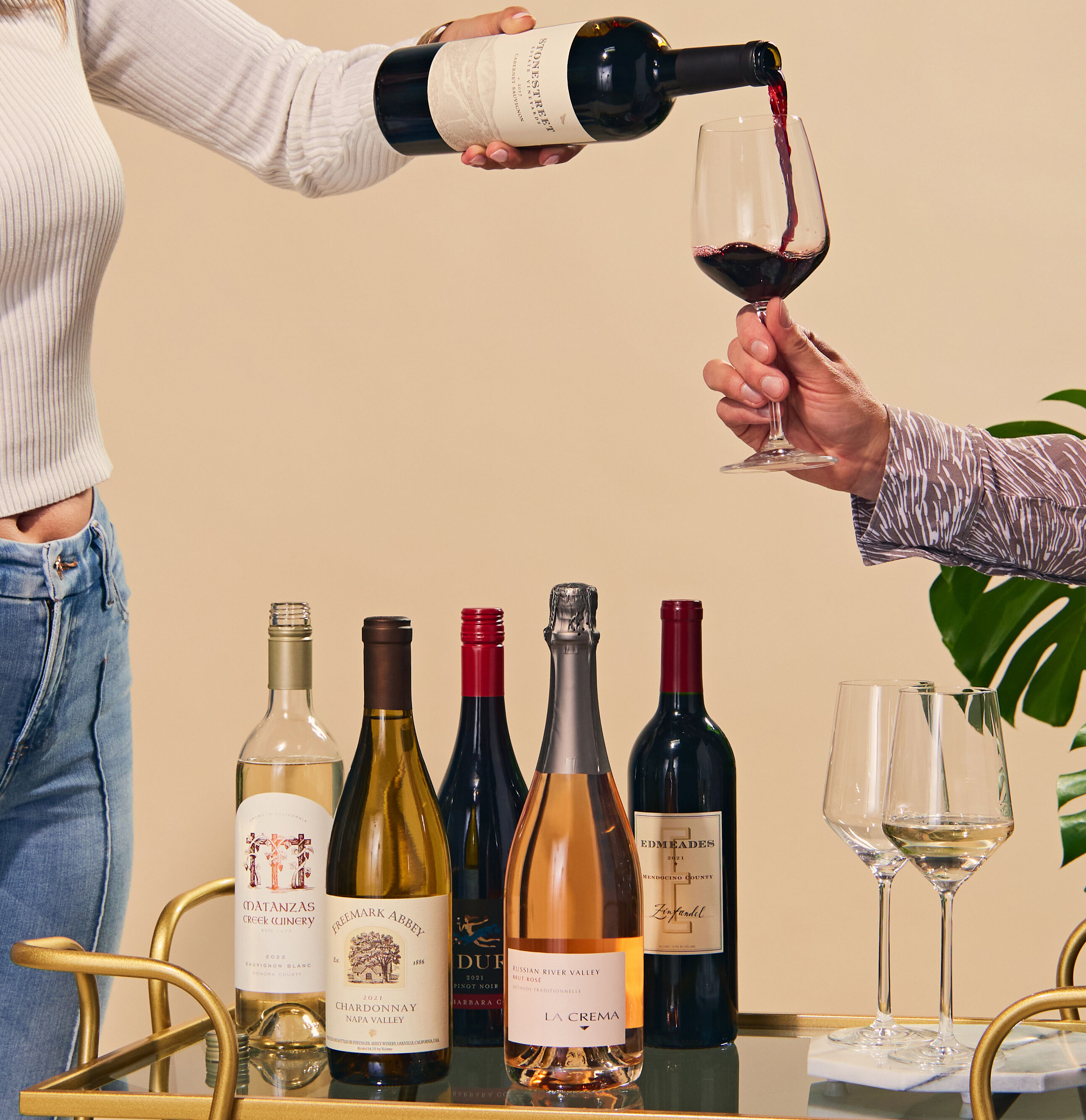 Pouring a glass of wine